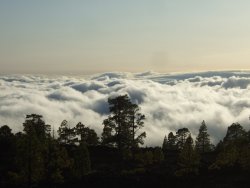 looking down on clouds from a volcano